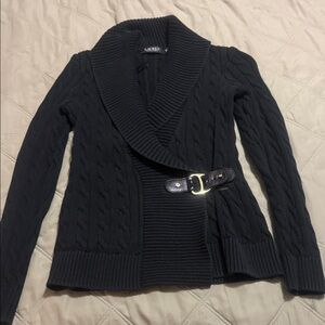 Ralph Lauren Black Cable Knit Cardigan